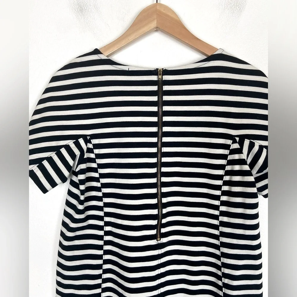 J. Crew Stripe‎ Knit Shift Midi Dress Size S Black & White Office Career Classic